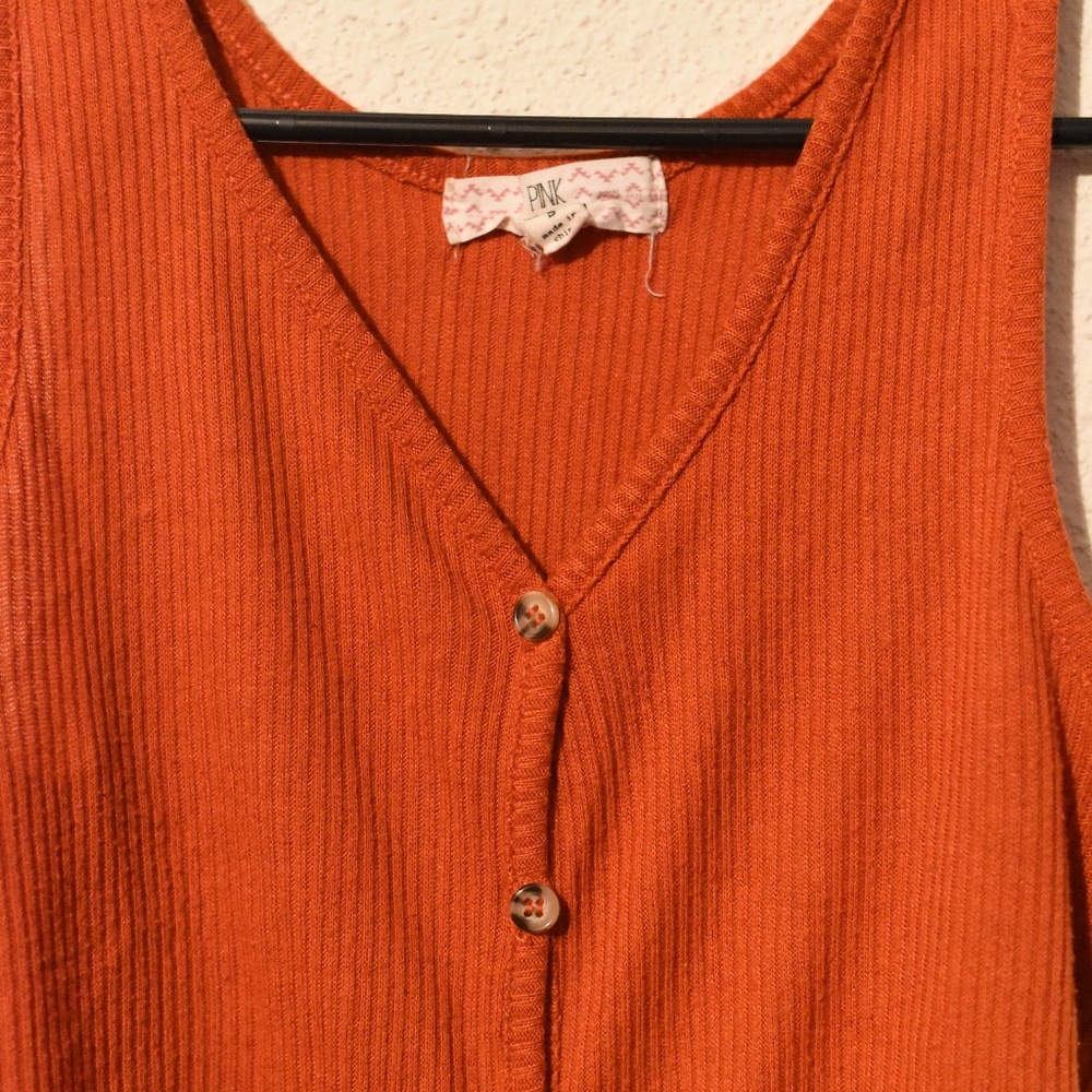 Orange V-neck No Sleeve Top